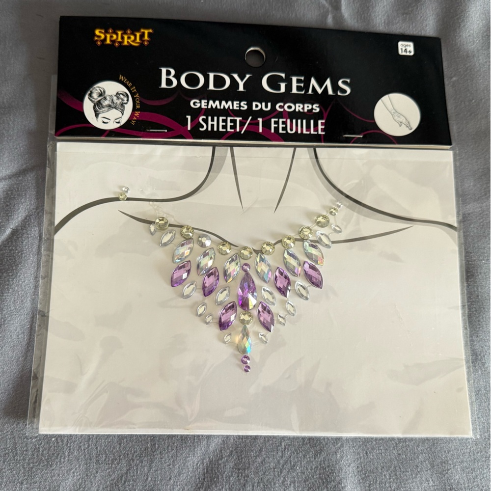 Iridescent Sternum Purple and Silver Body Gems
